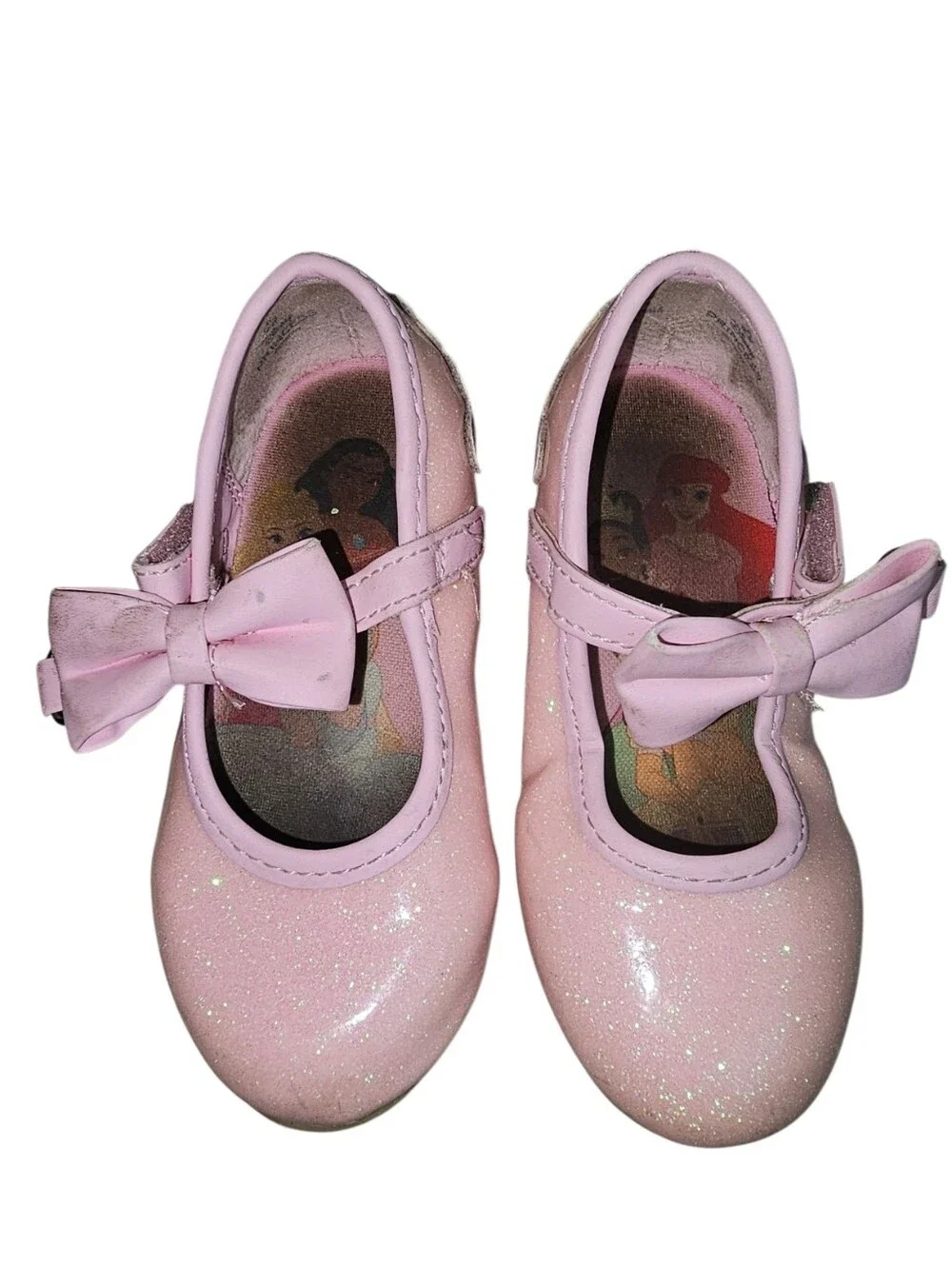 Girls Pink Glitter Bow Mary Jane Shoes
